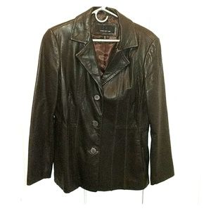 Jones New York Brown Genuine Leather Jacket